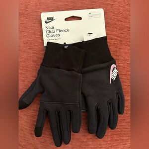 Youth Nike Black Fleece Gloves with Pink Logo